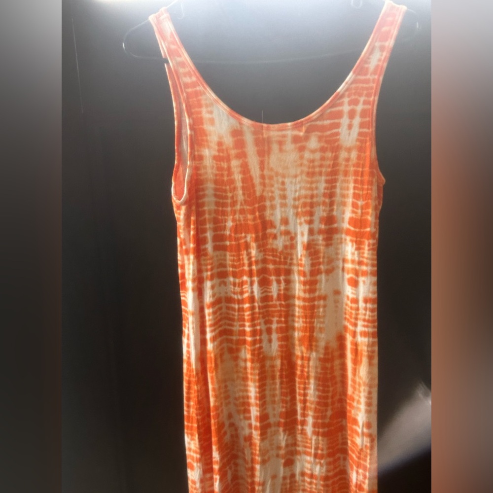 Michael Kors Orange and White Tie-Dye Sleeveless Dress size M